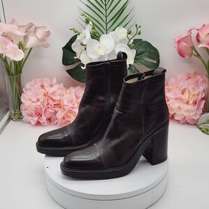 Me Too Brown Genuine Leather Ankle Boots Size 6.5